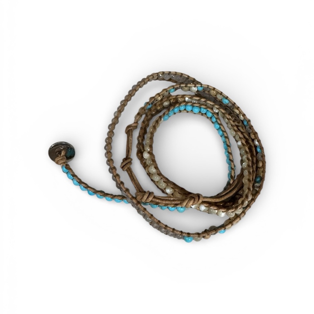Elegant Victoria Emerson Leather Beaded Wrap Bracelet